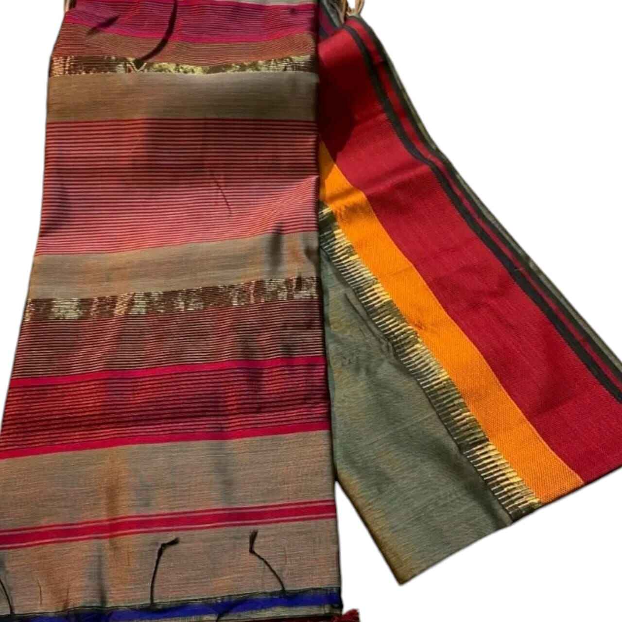 Maheshwari Handloom Multi-Border Saree