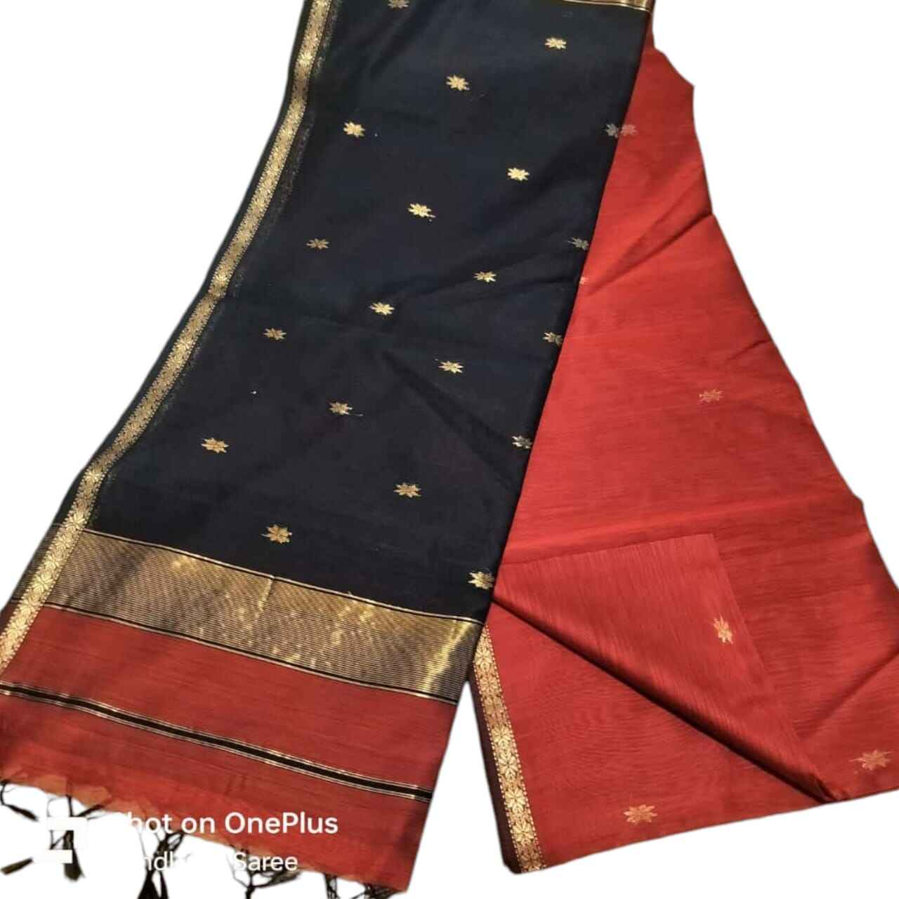 Maheshwari Handloom Silk by Cotton Extra Weave Buti Saree